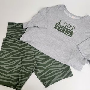 *3/$25 NWT Secret Treasure PJ Loungewear Set XL T-Shirt Bike Shorts U Got This
